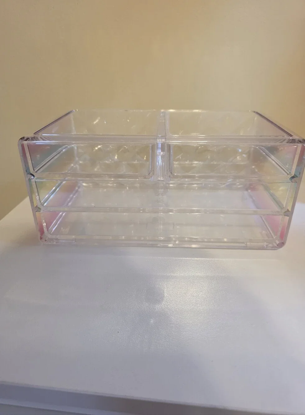 Haus Of Glam Iridescent Clear 4-Drawer Makeup Organizer